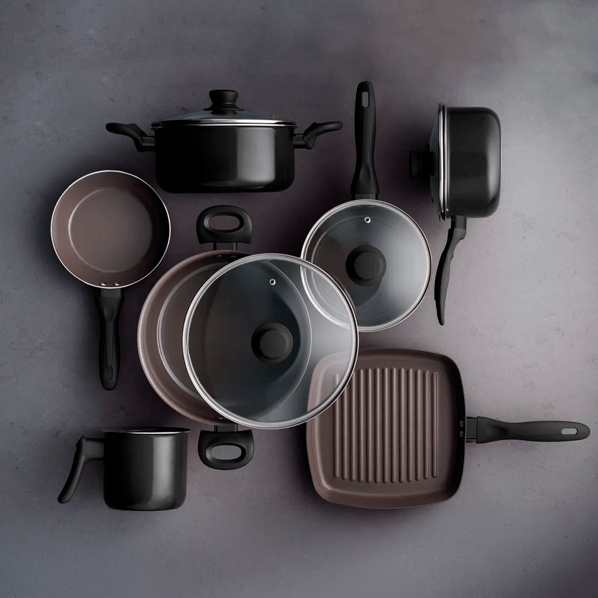 Jogo de Panelas Brinox Antiaderente Ceramic Life 7 Peças Easy Preto - Imagem 6